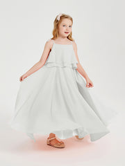 Chiffon Junior Bridesmaid Dresses Long Cascading Skirt Ivory