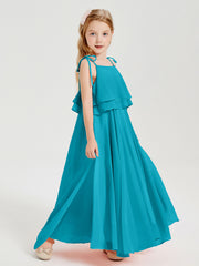 Chiffon Junior Bridesmaid Dresses Long Cascading Skirt Jade