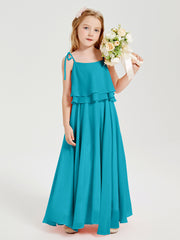 Chiffon Junior Bridesmaid Dresses Long Cascading Skirt Jade