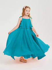 Chiffon Junior Bridesmaid Dresses Long Cascading Skirt Jade