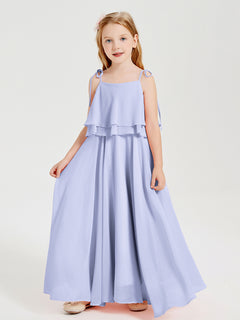 Chiffon Junior Bridesmaid Dresses Long Cascading Skirt Lavender