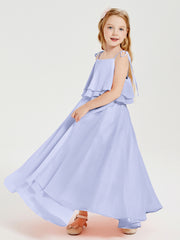 Chiffon Junior Bridesmaid Dresses Long Cascading Skirt Lavender