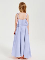 Chiffon Junior Bridesmaid Dresses Long Cascading Skirt Lavender