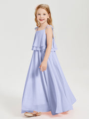 Chiffon Junior Bridesmaid Dresses Long Cascading Skirt Lavender