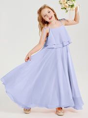 Chiffon Junior Bridesmaid Dresses Long Cascading Skirt Lavender