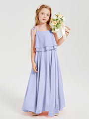 Chiffon Junior Bridesmaid Dresses Long Cascading Skirt Lavender