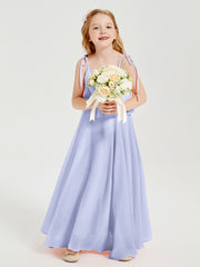 Chiffon Junior Bridesmaid Dresses Long Cascading Skirt Lavender