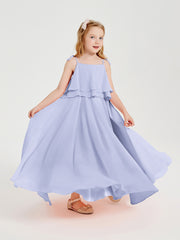 Chiffon Junior Bridesmaid Dresses Long Cascading Skirt Lavender