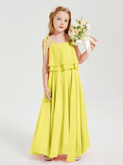 Chiffon Junior Bridesmaid Dresses Long Cascading Skirt Lemon
