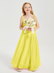 Chiffon Junior Bridesmaid Dresses Long Cascading Skirt Lemon