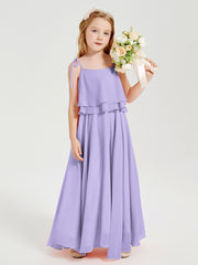 Chiffon Junior Bridesmaid Dresses Long Cascading Skirt Lilac