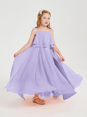 Chiffon Junior Bridesmaid Dresses Long Cascading Skirt Lilac