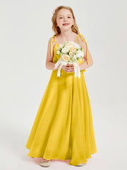 Chiffon Junior Bridesmaid Dresses Long Cascading Skirt Marigold