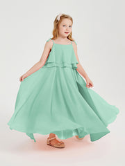 Chiffon Junior Bridesmaid Dresses Long Cascading Skirt Mint Green