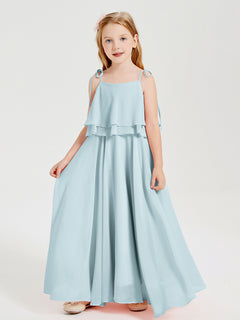 Chiffon Junior Bridesmaid Dresses Long Cascading Skirt Mist