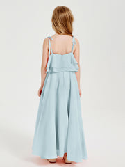 Chiffon Junior Bridesmaid Dresses Long Cascading Skirt Mist