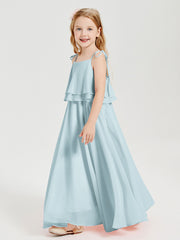 Chiffon Junior Bridesmaid Dresses Long Cascading Skirt Mist