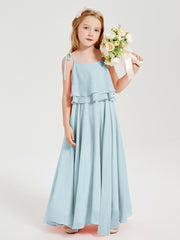Chiffon Junior Bridesmaid Dresses Long Cascading Skirt Mist