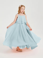 Chiffon Junior Bridesmaid Dresses Long Cascading Skirt Mist