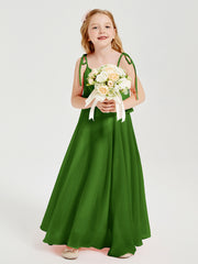 Chiffon Junior Bridesmaid Dresses Long Cascading Skirt Moss
