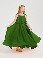 Chiffon Junior Bridesmaid Dresses Long Cascading Skirt Moss