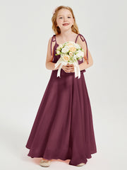 Chiffon Junior Bridesmaid Dresses Long Cascading Skirt Mulberry