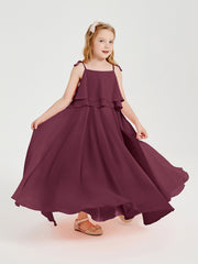 Chiffon Junior Bridesmaid Dresses Long Cascading Skirt Mulberry