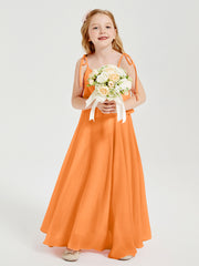 Chiffon Junior Bridesmaid Dresses Long Cascading Skirt Orange