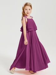 Chiffon Junior Bridesmaid Dresses Long Cascading Skirt Orchid