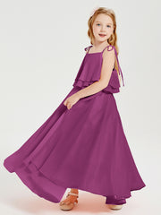 Chiffon Junior Bridesmaid Dresses Long Cascading Skirt Orchid