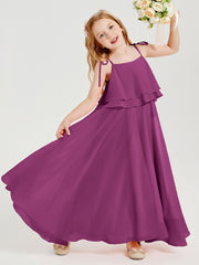Chiffon Junior Bridesmaid Dresses Long Cascading Skirt Orchid