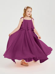 Chiffon Junior Bridesmaid Dresses Long Cascading Skirt Orchid