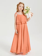 Chiffon Junior Bridesmaid Dresses Long Cascading Skirt Papaya
