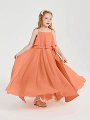 Chiffon Junior Bridesmaid Dresses Long Cascading Skirt Papaya