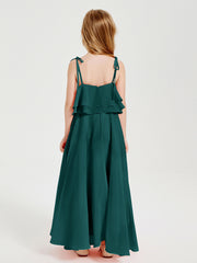 Chiffon Junior Bridesmaid Dresses Long Cascading Skirt Peacock
