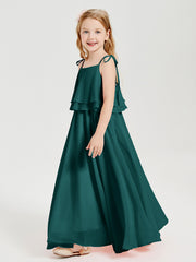 Chiffon Junior Bridesmaid Dresses Long Cascading Skirt Peacock