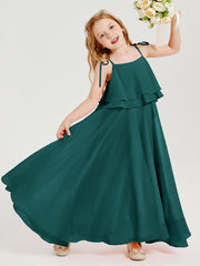 Chiffon Junior Bridesmaid Dresses Long Cascading Skirt Peacock