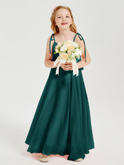 Chiffon Junior Bridesmaid Dresses Long Cascading Skirt Peacock