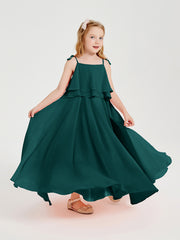 Chiffon Junior Bridesmaid Dresses Long Cascading Skirt Peacock