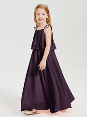 Chiffon Junior Bridesmaid Dresses Long Cascading Skirt Plum