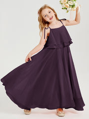 Chiffon Junior Bridesmaid Dresses Long Cascading Skirt Plum