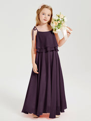 Chiffon Junior Bridesmaid Dresses Long Cascading Skirt Plum