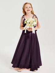 Chiffon Junior Bridesmaid Dresses Long Cascading Skirt Plum