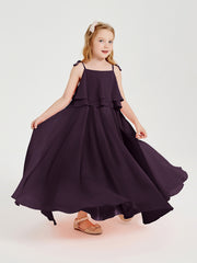 Chiffon Junior Bridesmaid Dresses Long Cascading Skirt Plum