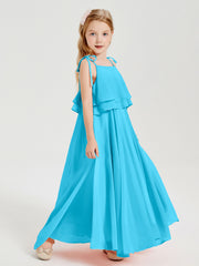 Chiffon Junior Bridesmaid Dresses Long Cascading Skirt Pool