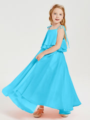 Chiffon Junior Bridesmaid Dresses Long Cascading Skirt Pool