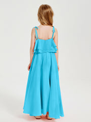 Chiffon Junior Bridesmaid Dresses Long Cascading Skirt Pool