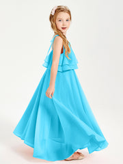 Chiffon Junior Bridesmaid Dresses Long Cascading Skirt Pool