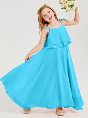 Chiffon Junior Bridesmaid Dresses Long Cascading Skirt Pool