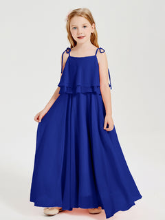 Chiffon Junior Bridesmaid Dresses Long Cascading Skirt Royal Blue